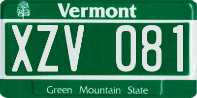 VT license plate XZV081