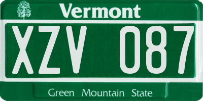 VT license plate XZV087