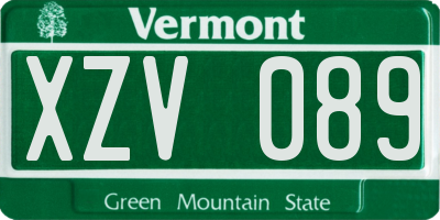 VT license plate XZV089