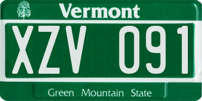 VT license plate XZV091