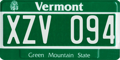 VT license plate XZV094