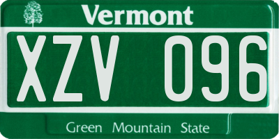 VT license plate XZV096