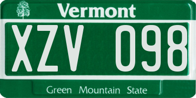 VT license plate XZV098