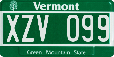 VT license plate XZV099