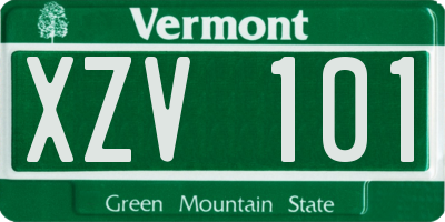 VT license plate XZV101