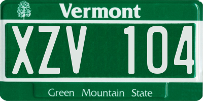 VT license plate XZV104