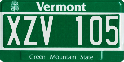 VT license plate XZV105