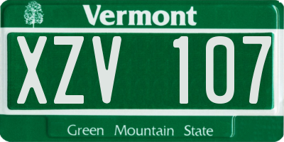 VT license plate XZV107