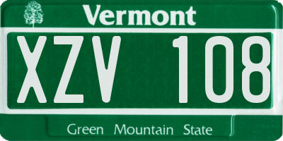 VT license plate XZV108