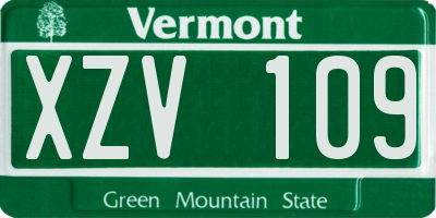 VT license plate XZV109