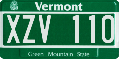 VT license plate XZV110