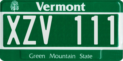 VT license plate XZV111