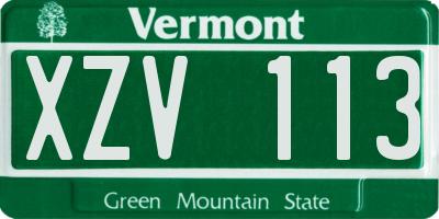 VT license plate XZV113