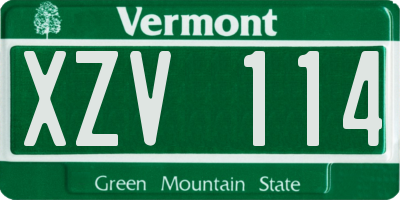 VT license plate XZV114