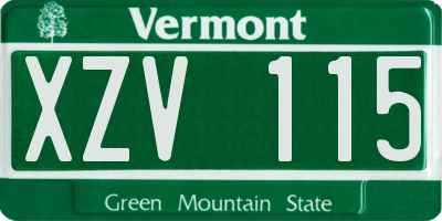 VT license plate XZV115