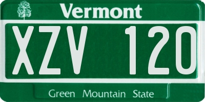 VT license plate XZV120