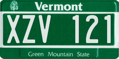 VT license plate XZV121