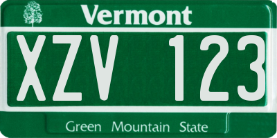 VT license plate XZV123