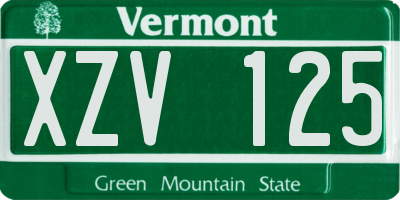 VT license plate XZV125