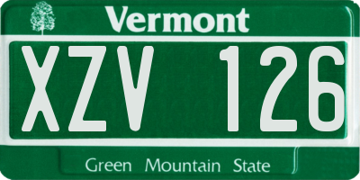 VT license plate XZV126