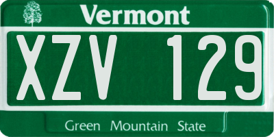 VT license plate XZV129