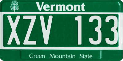 VT license plate XZV133