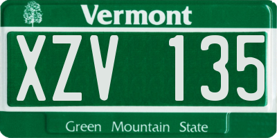 VT license plate XZV135