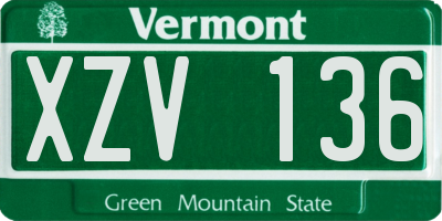 VT license plate XZV136