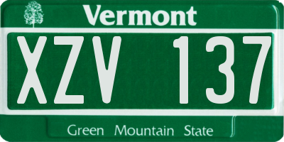 VT license plate XZV137