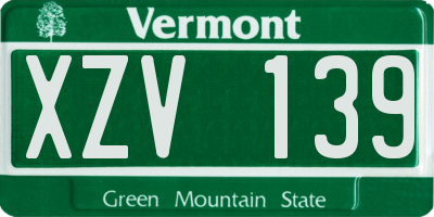 VT license plate XZV139