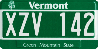 VT license plate XZV142