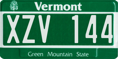 VT license plate XZV144