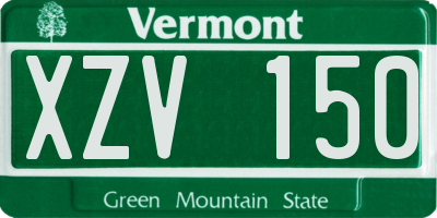 VT license plate XZV150