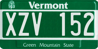 VT license plate XZV152