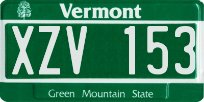 VT license plate XZV153