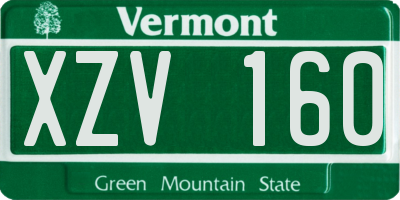 VT license plate XZV160