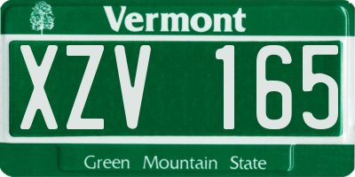 VT license plate XZV165