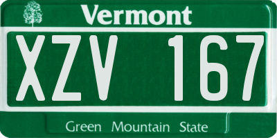 VT license plate XZV167