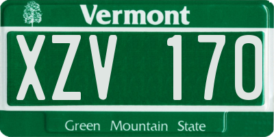 VT license plate XZV170