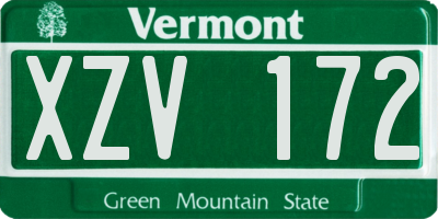 VT license plate XZV172