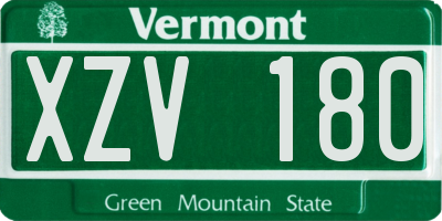 VT license plate XZV180