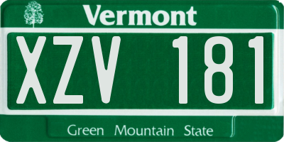 VT license plate XZV181
