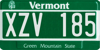 VT license plate XZV185
