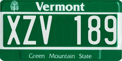 VT license plate XZV189