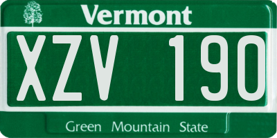 VT license plate XZV190