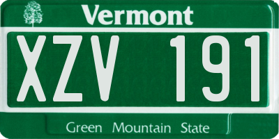 VT license plate XZV191