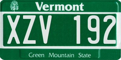 VT license plate XZV192
