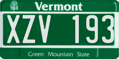 VT license plate XZV193