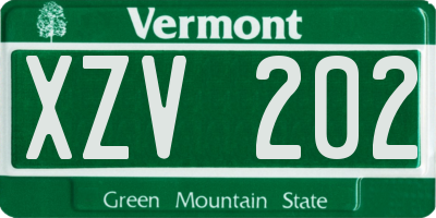 VT license plate XZV202
