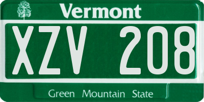 VT license plate XZV208